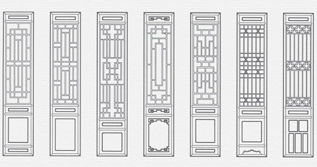 八公山常用中式仿古花窗图案隔断设计图