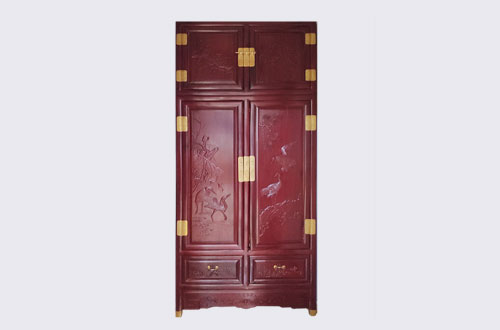 八公山高端中式家居装修深红色纯实木衣柜